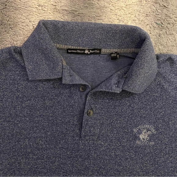 Beverly Hills Polo Club Polo Tee Shirt Mens Small Navy Blue Grey Logo - Picture 2 of 7